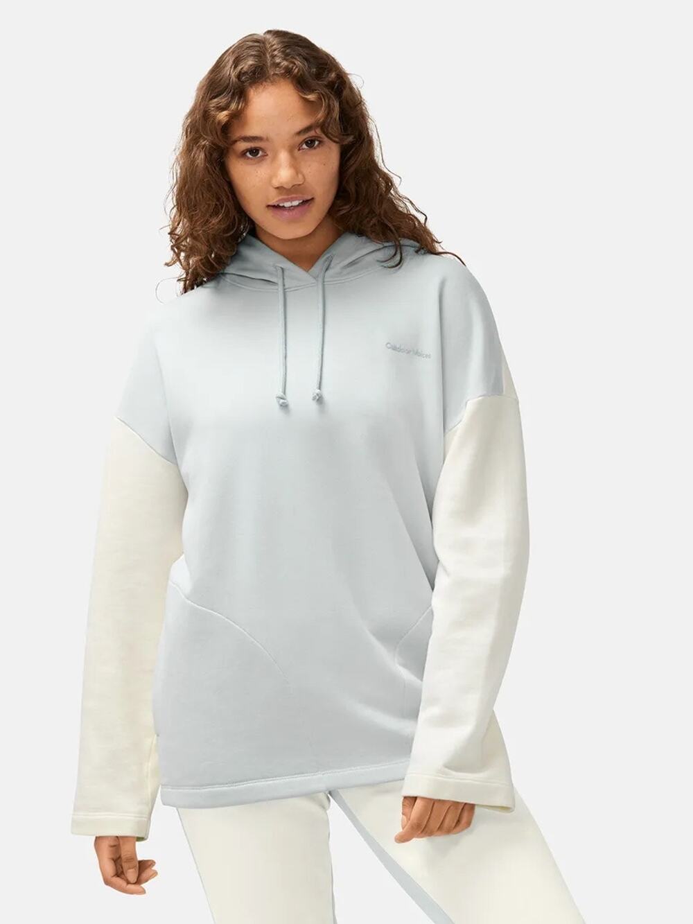 NWT Outdoor Voices Soft Cotton Oversized Hoodie Dove Bone Colorblocked Size M